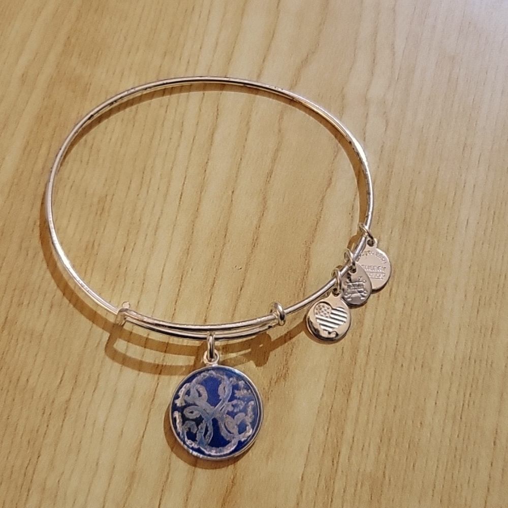 Alex & Ani bracelet, path of life with blue and silver charm